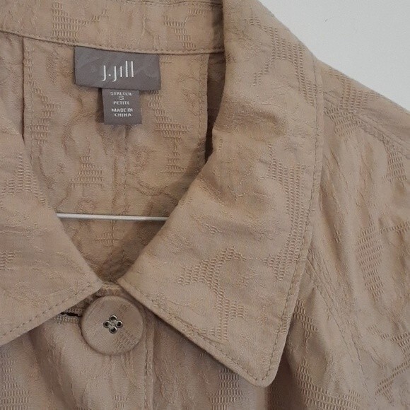 j jill jacket beige tan cotton stretch brocade ps sp s petite summer top blazer - Picture 5 of 7
